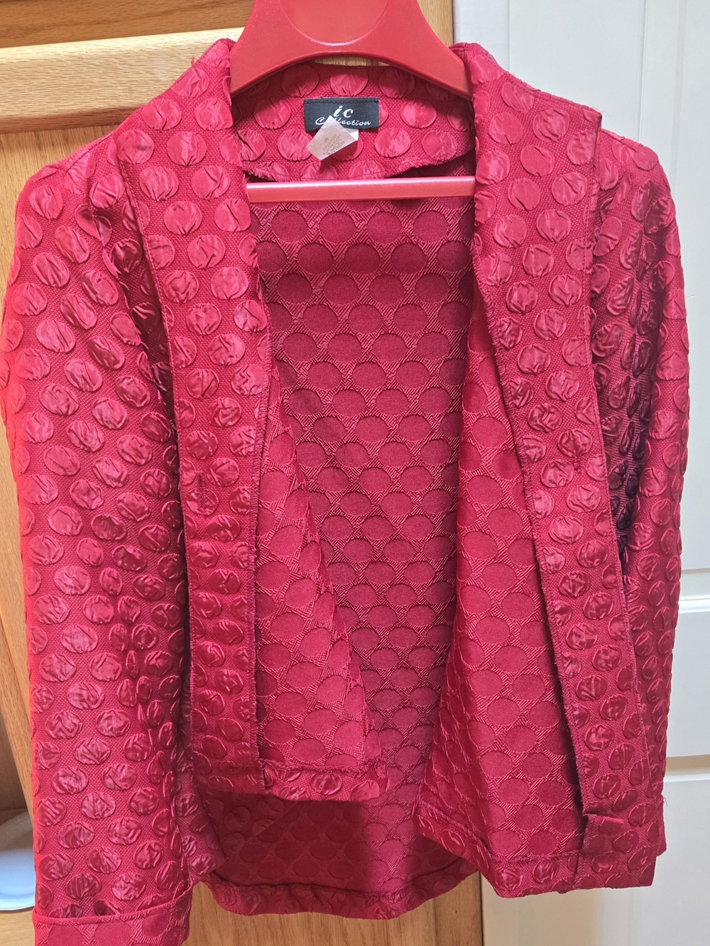 ic Collection Women's Red Textured Jacket - Picture 6 of 7